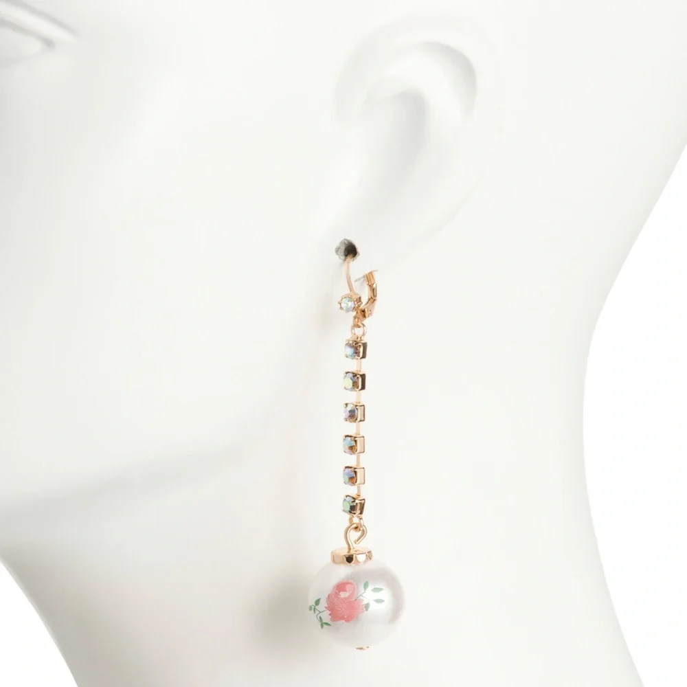 Betsey Johnson Nutcracker Linear Ball Mismatch Pink Earrings
